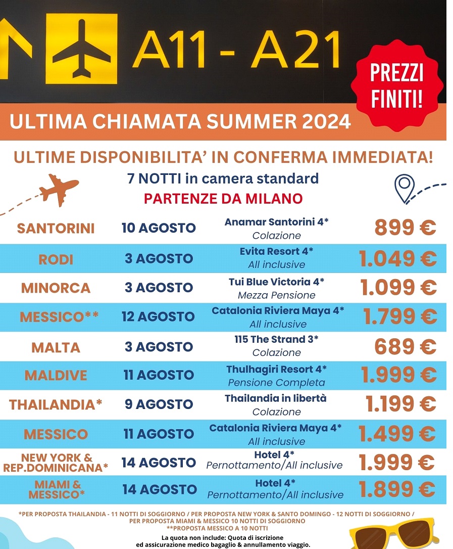 OFFERTE VACANZE AGOSTO